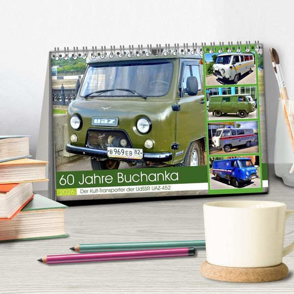 Produktbild: 60 Jahre Buchanka - Der Kult-Transporter der UdSSR UAZ-452 (Tischkalender 2026 DIN A5 quer), CALVENDO Monatskalender