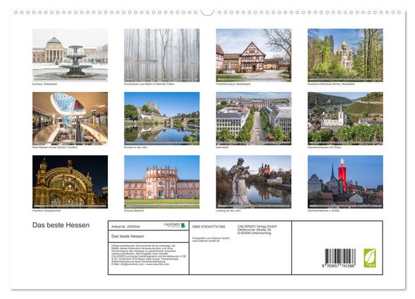 Produktbild: Das beste Hessen (hochwertiger Premium Wandkalender 2026 DIN A2 quer), Kunstdruck in Hochglanz