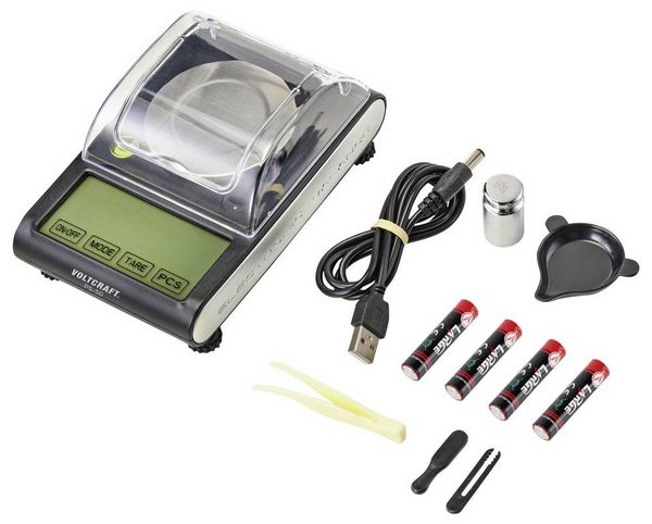 Produktbild: VOLTCRAFT PS-50 Pr&auml;zisionswaage W&auml;gebereich (max.) 50 g Ablesbarkeit 0.001 g batteriebetrieben, &uuml;ber USB Schwarz