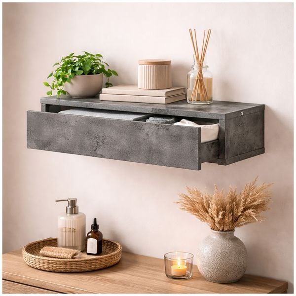 Produktbild: HTI-Living Wandregal mit Schublade 60 cm Betonoptik Wandregal mit Schublade 60 cm Betonoptik