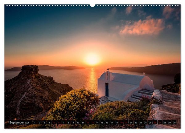 Produktbild: Santorini - Perle in der &Auml;gais (Wandkalender 2026 DIN A2 quer), CALVENDO Monatskalender
