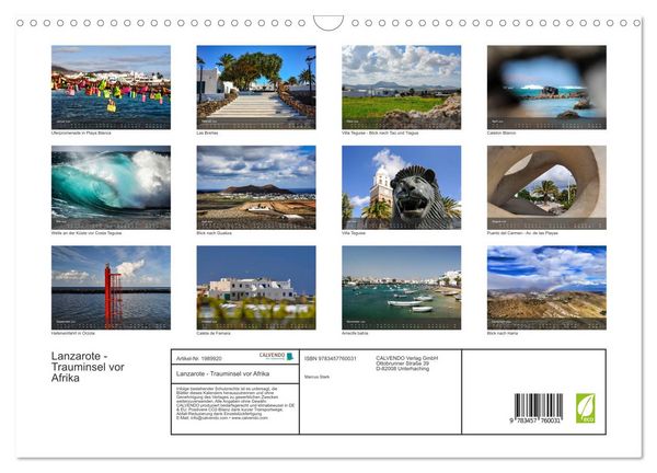 Produktbild: Lanzarote - Trauminsel vor Afrika (Wandkalender 2026 DIN A3 quer), CALVENDO Monatskalender