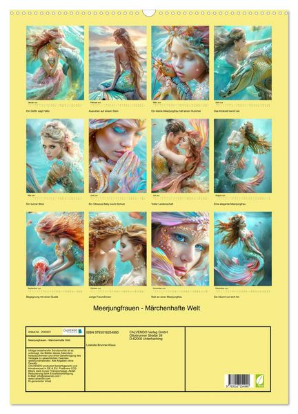 Produktbild: Meerjungfrauen - M&auml;rchenhafte Welt (Wandkalender 2026 DIN A2 hoch), CALVENDO Monatskalender