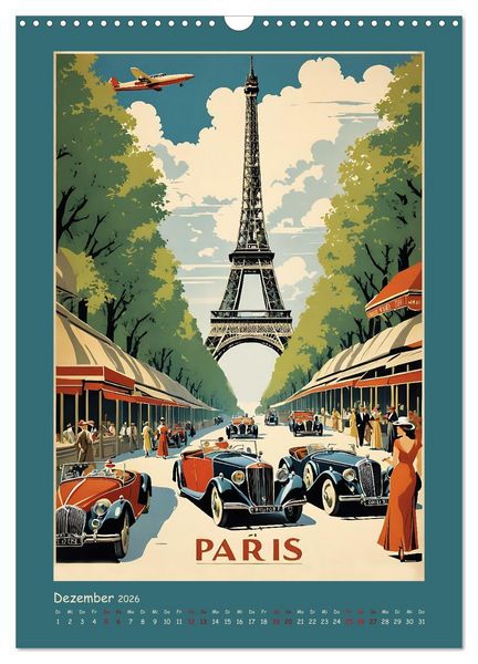 Produktbild: City Travel Poster - nostalgische St&auml;dtereise um die Welt (Wandkalender 2026 DIN A3 hoch), CALVENDO Monatskalender