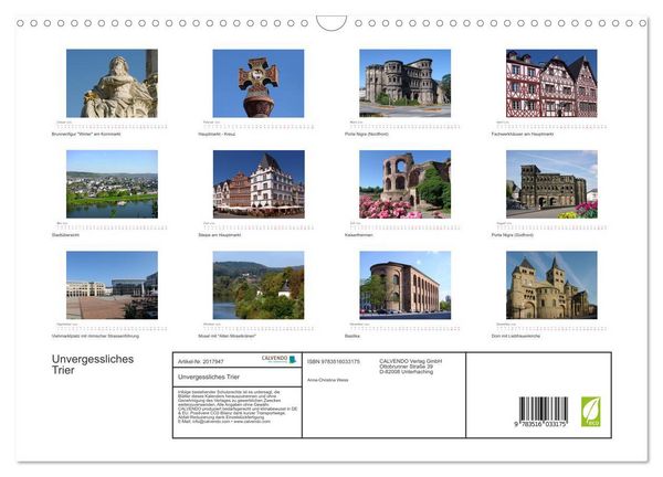 Produktbild: Unvergessliches Trier (Wandkalender 2026 DIN A3 quer), CALVENDO Monatskalender