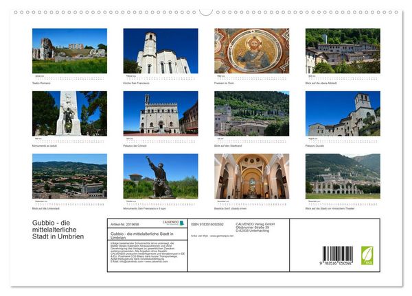 Produktbild: Gubbio - die mittelalterliche Stadt in Umbrien (hochwertiger Premium Wandkalender 2026 DIN A2 quer), Kunstdruck in Hochglanz