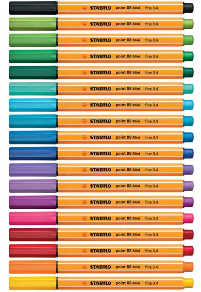 Produktbild: STABILO Fineliner -   point 88 Mini - 18er Pack - mit 18 verschiedenen Farben