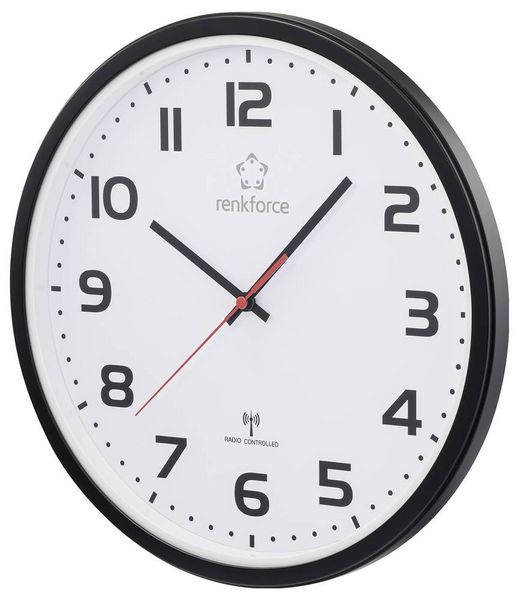 Produktbild: Renkforce RF-6826036 Funk Wanduhr 32cm x 45.5mm Wei&szlig;/Schwarz