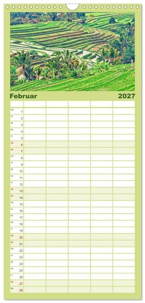 Produktbild: Familienplaner 2027 - Bali - Insel der G&ouml;tter mit 5 Spalten (Wandkalender, 21 x 45 cm) CALVENDO
