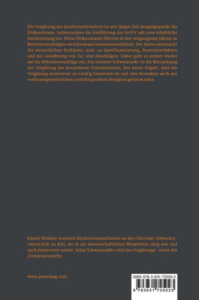 Produktbild: Angemessenheit der Verg&uuml;tung des Insolvenzverwalters