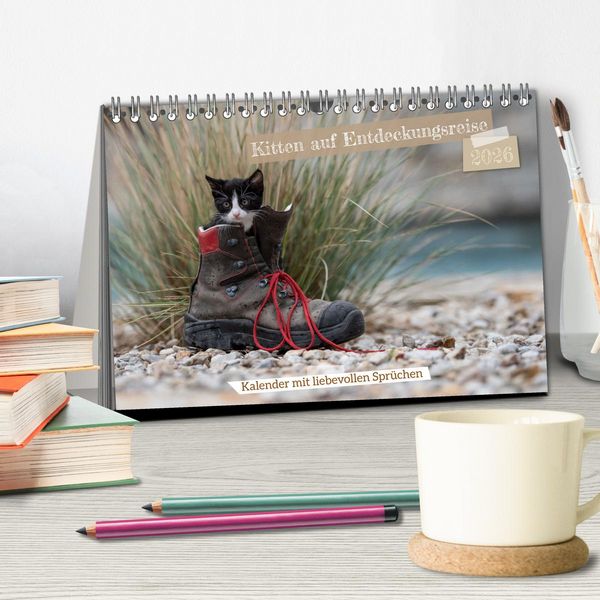 Produktbild: Kitten auf Entdeckungsreise (Tischkalender 2026 DIN A5 quer), CALVENDO Monatskalender
