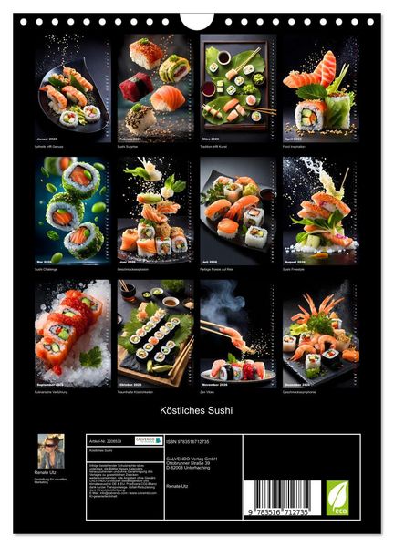 Produktbild: K&ouml;stliches Sushi (Wandkalender 2026 DIN A4 hoch), CALVENDO Monatskalender
