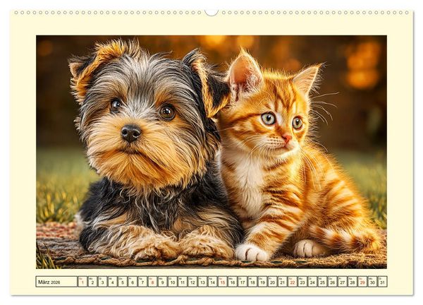 Produktbild: Yorkshire Terrier. Entz&uuml;ckende Minis mit Charme und Witz (hochwertiger Premium Wandkalender 2026 DIN A2 quer), Kunstdruck in Hochglanz
