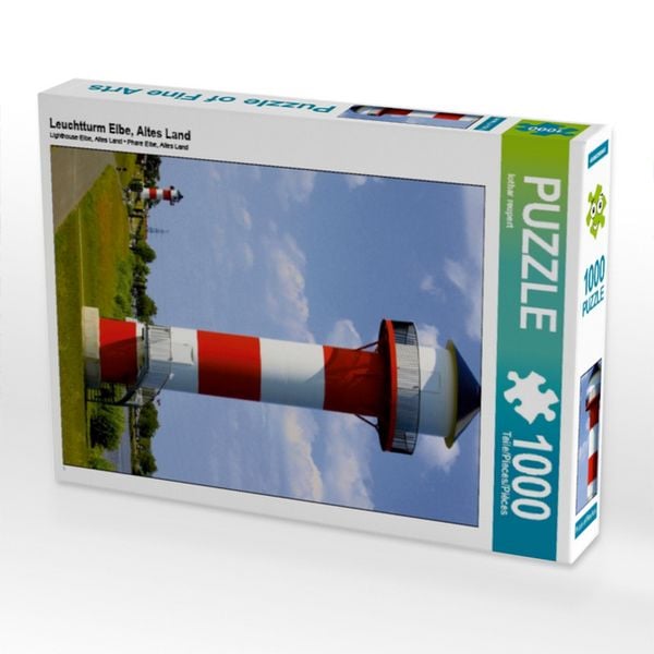 CALVENDO Puzzle Leuchtturm Elbe, Altes Land | 1000 Teile Lege-Größe 64x48cm Foto-Puzzle für glückliche Stunden