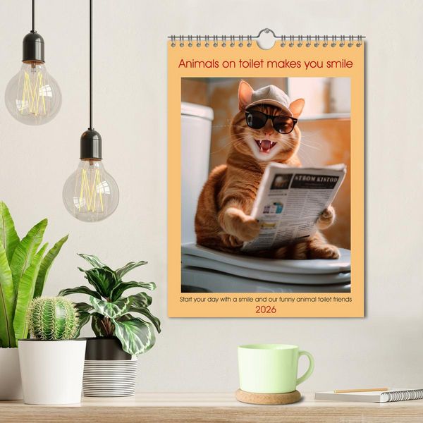 Produktbild: Animals on toilet makes you smile (Wall Calendar 2026 DIN A4 portrait), CALVENDO 12 Month Wall Calendar