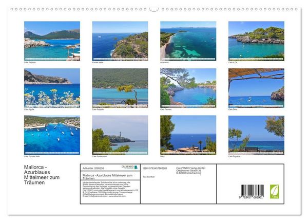 Produktbild: Mallorca - Azurblaues Mittelmeer zum Tr&auml;umen (hochwertiger Premium Wandkalender 2026 DIN A2 quer), Kunstdruck in Hochglanz