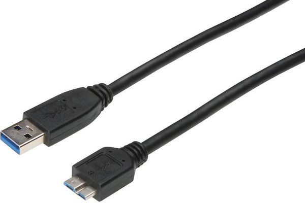 Produktbild: Digitus USB-Kabel USB 3.2 Gen1 USB-A Stecker, USB-Micro-B 3.0 Stecker 1.00 m Schwarz AK-300116-010-S
