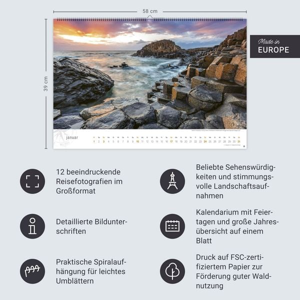 Produktbild: Irland Globetrotter Kalender 2027 - Von rauen K&uuml;sten und gr&uuml;nen H&uuml;geln