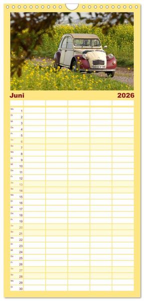 Produktbild: Familienplaner 2026 - Kultauto Ente Citro&euml;n 2CV mit 5 Spalten (Wandkalender, 21 x 45 cm) CALVENDO