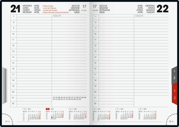 Produktbild: rido/id&eacute; 7028903907 Buchkalender Mod. ROMA 1 2027 A5, Kunststoff, schwarz