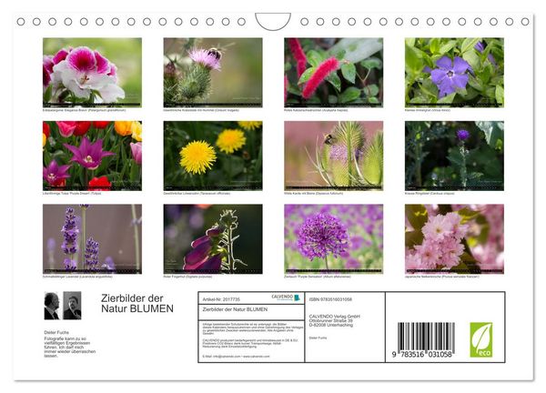 Produktbild: Zierbilder der Natur BLUMEN (Wandkalender 2026 DIN A4 quer), CALVENDO Monatskalender