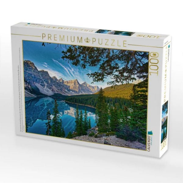 CALVENDO Puzzle Das beeindruckende Panorama über den Moraine Lake zeigt die ganze Schönheit der kanadischen Rocky Mountains. | 1000 Teile Lege-Größe 64x48cm Foto-Puzzle für glückliche Stunden