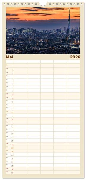 Produktbild: Familienplaner 2026 - Japan - zwischen Tradition und Moderne mit 5 Spalten (Wandkalender, 21 x 45 cm) CALVENDO