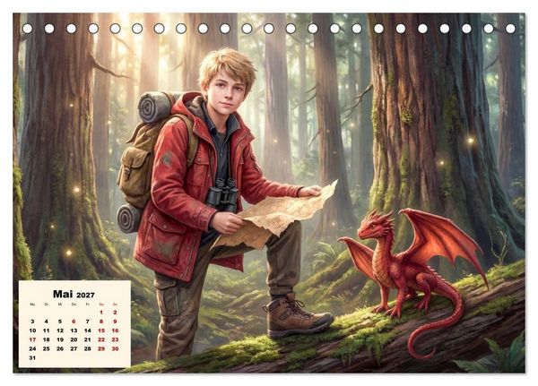 Produktbild: Kleine Entdecker auf magischen Reisen - Fantasy-Welten f&uuml;r Kinder (Tischkalender 2027 DIN A5 quer), CALVENDO Monatskalender
