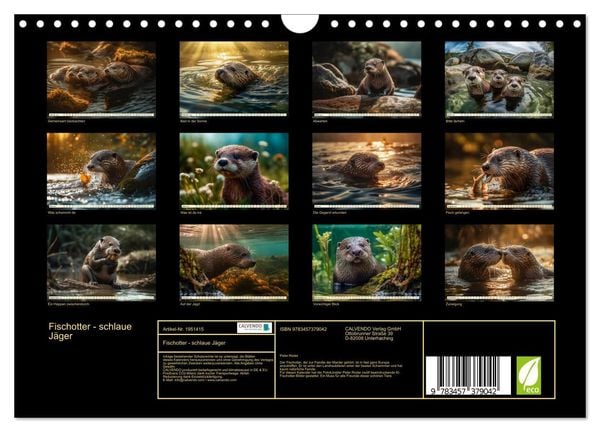 Produktbild: Fischotter - schlaue J&auml;ger (Wandkalender 2026 DIN A4 quer), CALVENDO Monatskalender