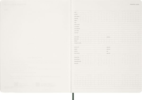 Produktbild: Moleskine 15 Monate Essential Wochenkalender 2026/2027, 1 Wo = 2 Seiten, vertikal, XXL, weicher Einband, Myrtengr&uuml;n
