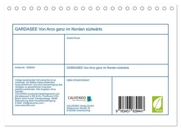 Produktbild: GARDASEE Von Arco ganz im Norden s&uuml;dw&auml;rts (Tischkalender 2026 DIN A5 quer), CALVENDO Monatskalender