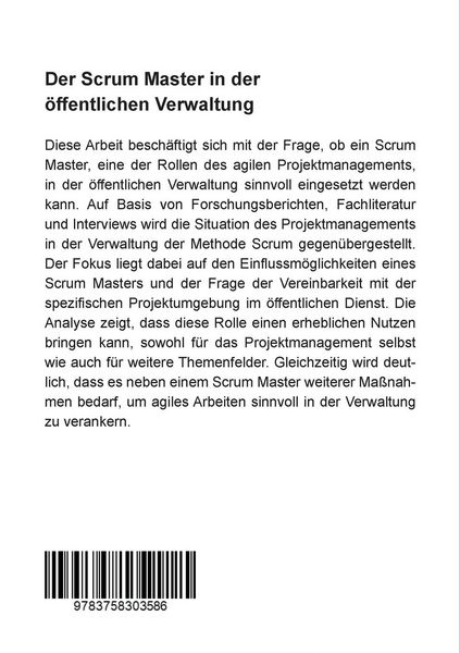 Produktbild: Der Scrum Master in der &ouml;ffentlichen Verwaltung