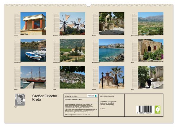 Produktbild: Gro&szlig;er Grieche Kreta (hochwertiger Premium Wandkalender 2026 DIN A2 quer), Kunstdruck in Hochglanz