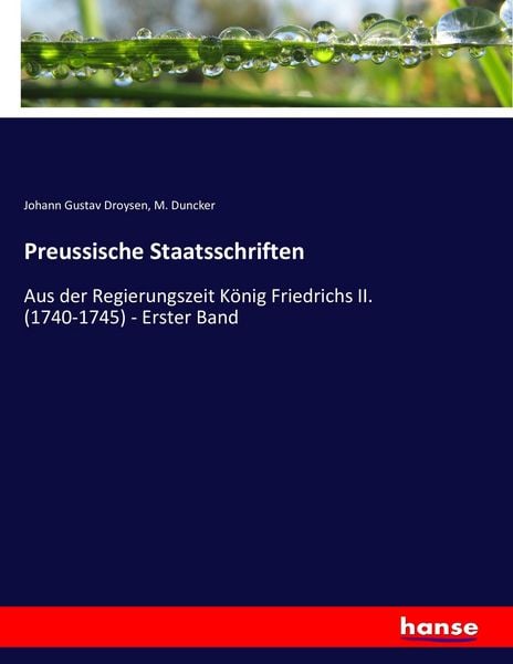 Preussische Staatsschriften, Taschenbuch von , Hansebooks, 9783743445314