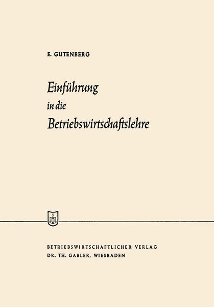 Produktbild: Einf&uuml;hrung in die Betriebswirtschaftslehre