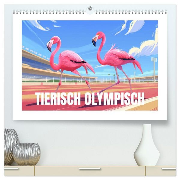 Tierische Olympioniken – Ein farbenfroher KI-Kalender (hochwertiger Premium Wandkalender 2026 DIN A2 quer), Kunstdruck in Hochglanz