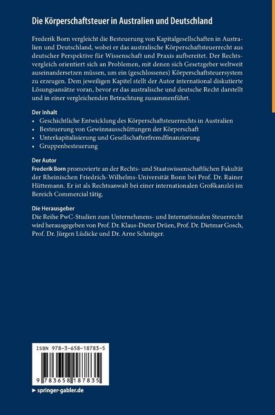 Produktbild: Die K&ouml;rperschaftsteuer in Australien und Deutschland