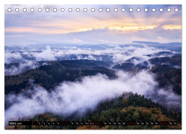 Produktbild: Elbsandsteingebirge: Unterwegs in der S&auml;chsischen und B&ouml;hmischen Schweiz (Tischkalender 2026 DIN A5 quer), CALVENDO Monatskalender