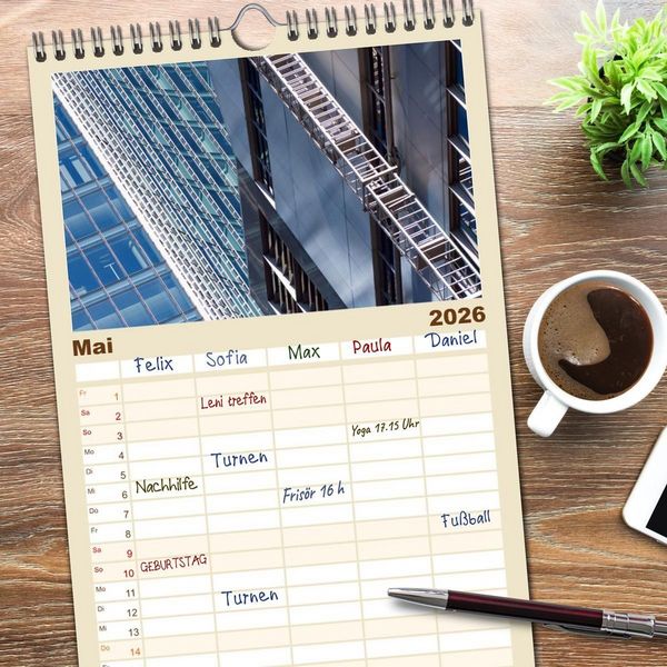 Produktbild: Familienplaner 2026 - Frankfurt am Main - Fassaden mit 5 Spalten (Wandkalender, 21 x 45 cm) CALVENDO