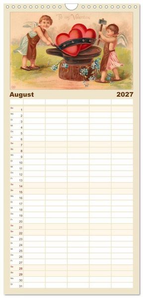 Produktbild: Familienplaner 2027 - Liebesboten mit 5 Spalten (Wandkalender, 21 x 45 cm) CALVENDO