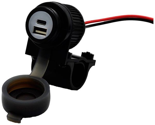 Produktbild: Albrecht Motorrad Duo USB A+C Steckdose QC3.0 12-24 Volt Belastbarkeit Strom max.=2 A Doppel-USB Steckdose zum Einbau an einem Motorrad 12 V