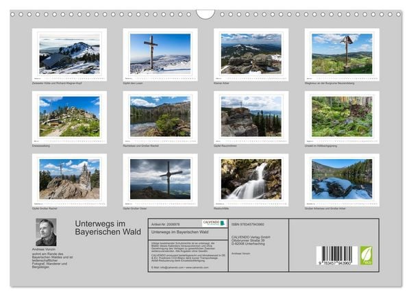 Produktbild: Unterwegs im Bayerischen Wald (Wandkalender 2026 DIN A3 quer), CALVENDO Monatskalender
