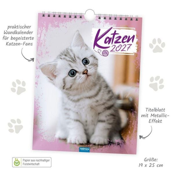 Produktbild: TR&Ouml;TSCH - Notizkalender zum H&auml;ngen Katzen 2027