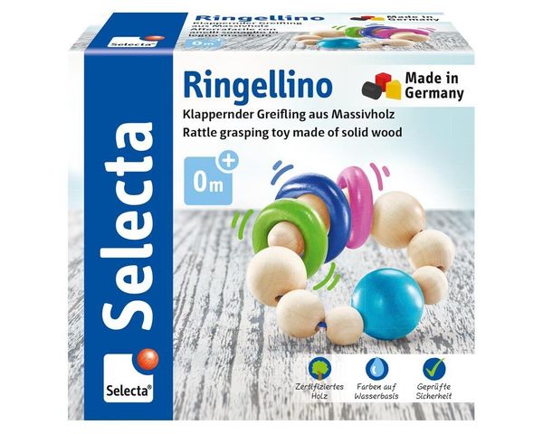 Schmidt Spiele - Selecta - Ringellino, klappernder Greifling, 8,5 cm