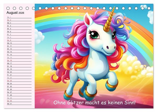 Produktbild: Unicorns! Lustige Einh&ouml;rner. Witzige Einhornspr&uuml;che und Weisheiten (Tischkalender 2026 DIN A5 quer), CALVENDO Monatskalender