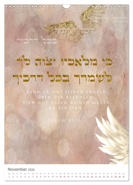 Produktbild: Psalmen Tehilim Hebr&auml;isch - Deutsch (Wandkalender 2026 DIN A3 hoch), CALVENDO Monatskalender