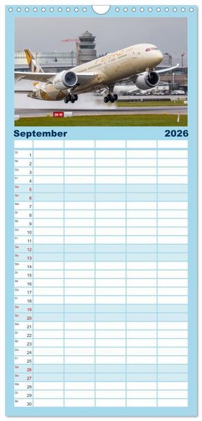 Produktbild: Familienplaner 2026 - Faszination Fliegerei mit 5 Spalten (Wandkalender, 21 x 45 cm) CALVENDO