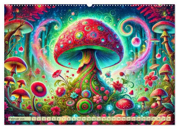 Produktbild: Psychedelische Pilze - Die bunte Welt der magischen Pilze (Wandkalender 2026 DIN A2 quer), CALVENDO Monatskalender