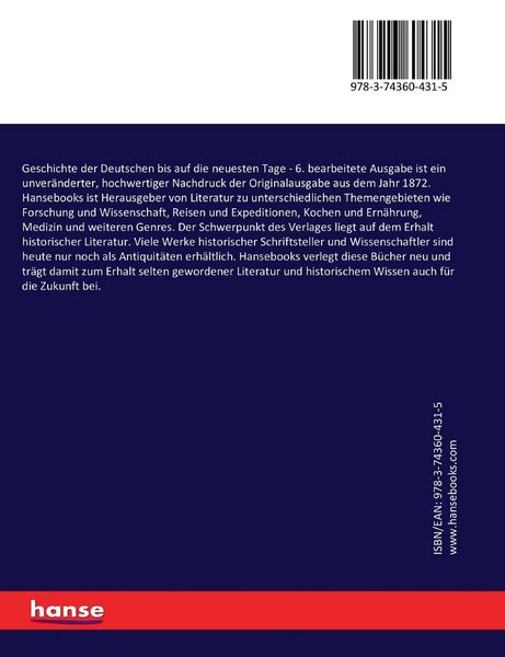 Produktbild: Geschichte der Deutschen bis auf die neuesten Tage