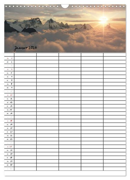 Produktbild: Familienplaner mit sch&ouml;nen Landschaftsbildern (Wandkalender 2026 DIN A3 hoch), CALVENDO Monatskalender